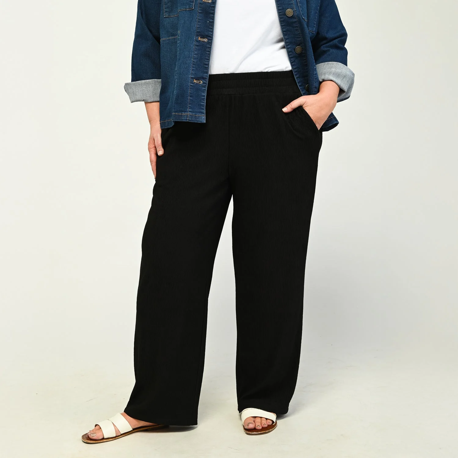 Christopher & Banks Flowy Pull On Ribbed Knit Pant - Image 5