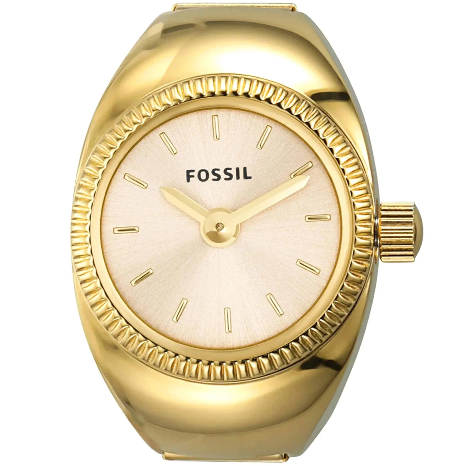 Fossil Women's 15mm Quartz Textured Bezel Ring Watch - Image 2
