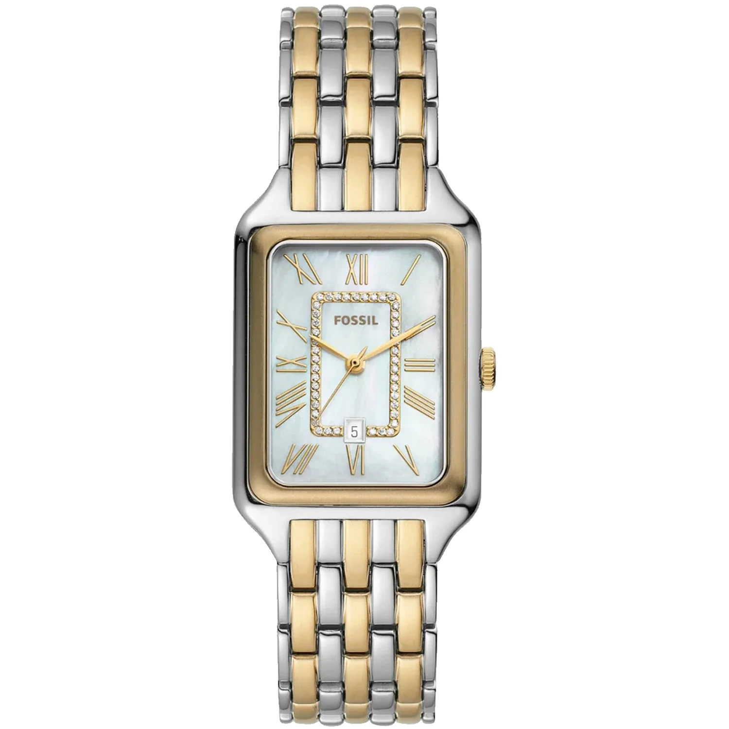 Fossil Women's Raquel 26mm Quartz Date Crystal Accented Rectangle Bracelet Watch - Image 2