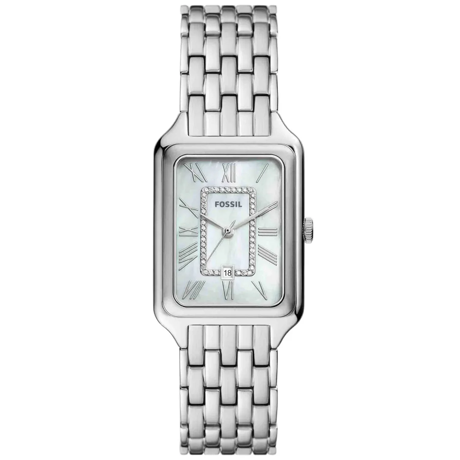 Fossil Women's Raquel 26mm Quartz Date Crystal Accented Rectangle Bracelet Watch - Image 3