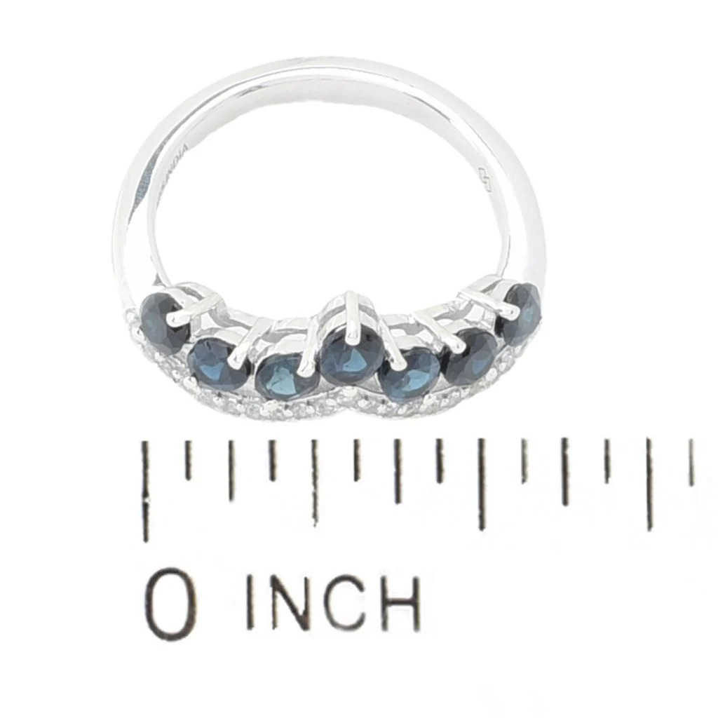 Gem Treasures 1.35ctw Indicolite & White Zircon Chevron Band Ring - Image 2