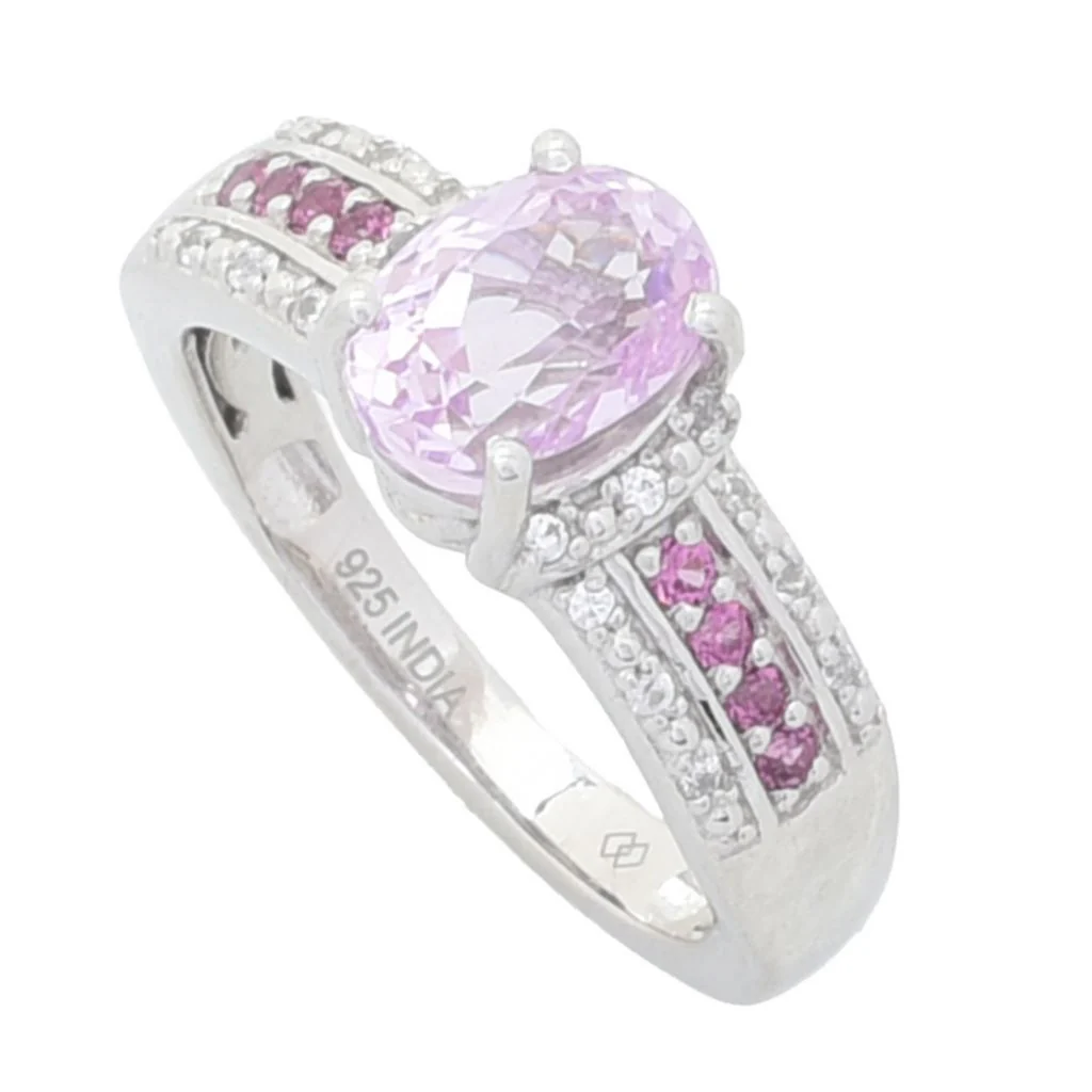 Gem Treasures 1.69ctw Kunzite, Rhodolite Garnet & White Zircon Ring - Image 7