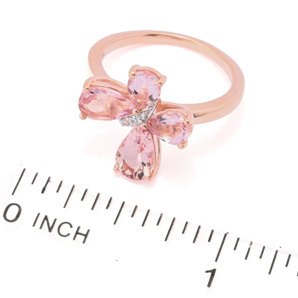 Gem Treasures 1.98ctw Pink Morganite & Zircon Butterfly Ring - Image 2