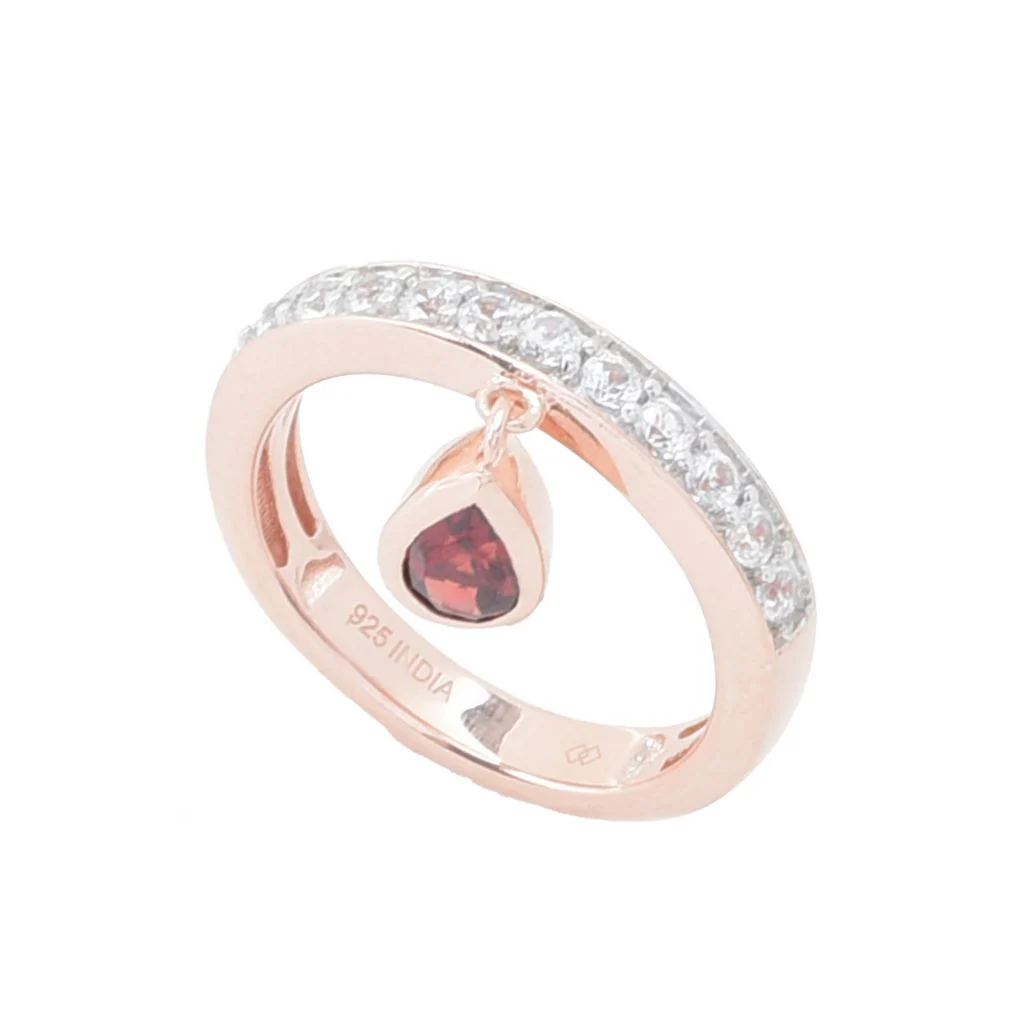 Gem Treasures 18K Vermeil 1.06ctw Garnet & White Zircon Charm Ring - Image 2