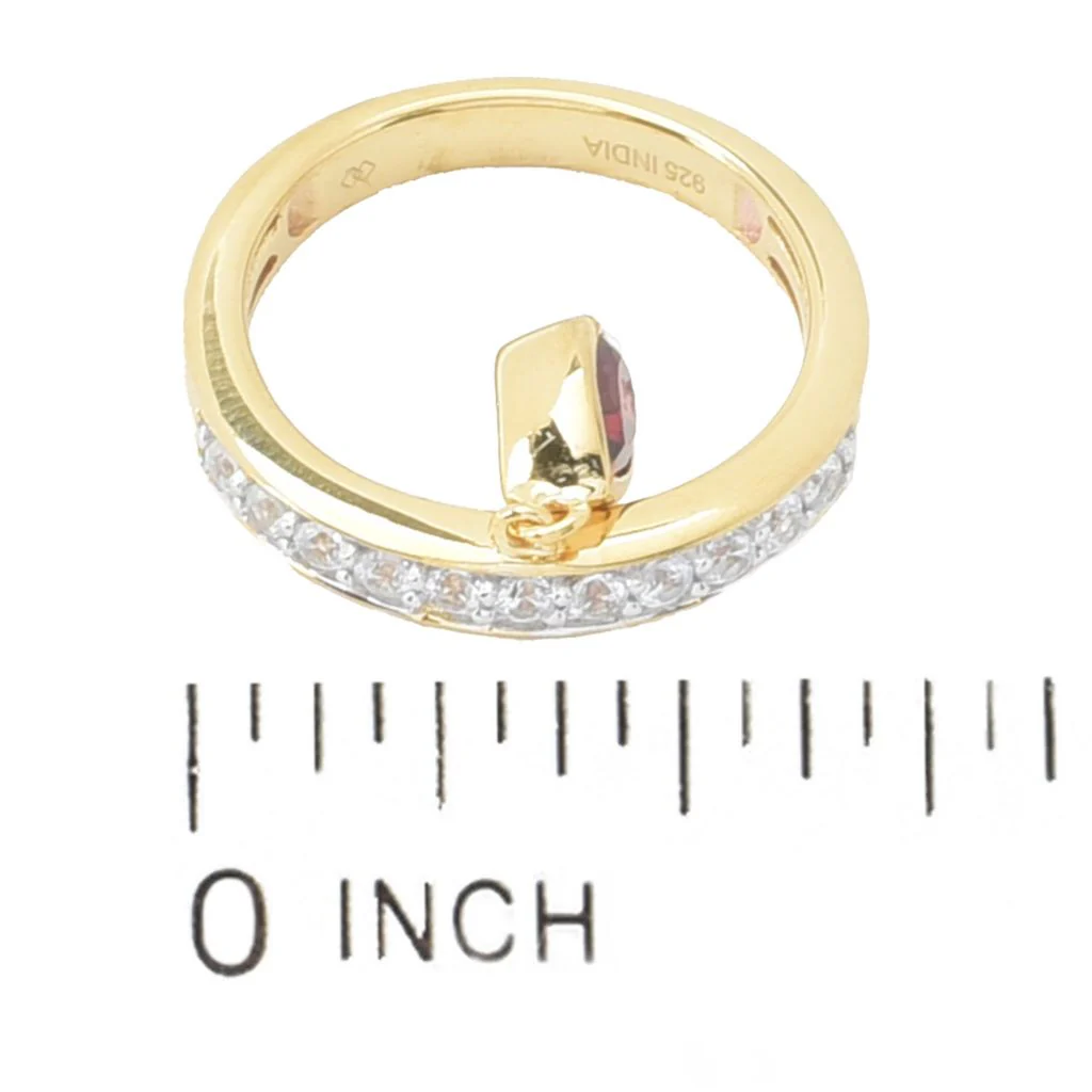 Gem Treasures 18K Vermeil 1.06ctw Garnet & White Zircon Charm Ring - Image 3