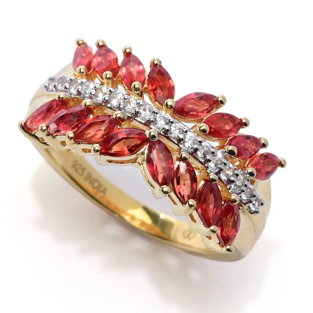 Gem Treasures 18K Vermeil Choice of 1.90ctw Exotic Sapphire & Zircon Ring - Image 3