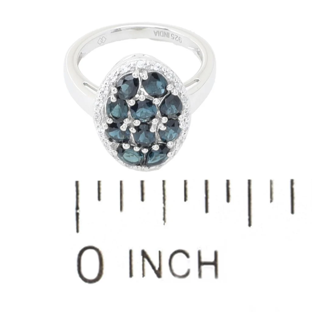 Gem Treasures 2.04ctw Mixed Cut Indicolite & Zircon Cluster Ring - Image 2