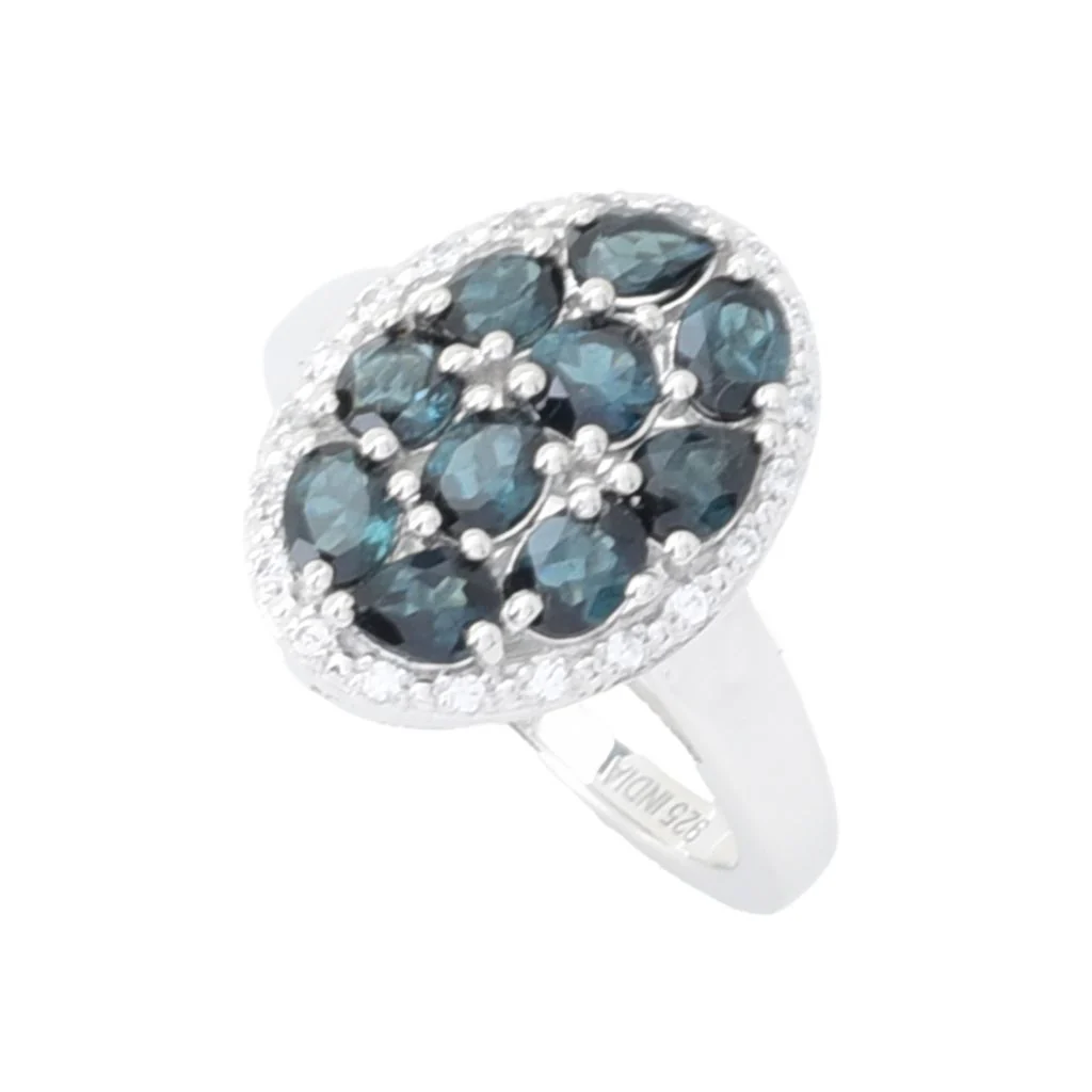 Gem Treasures 2.04ctw Mixed Cut Indicolite & Zircon Cluster Ring - Image 6