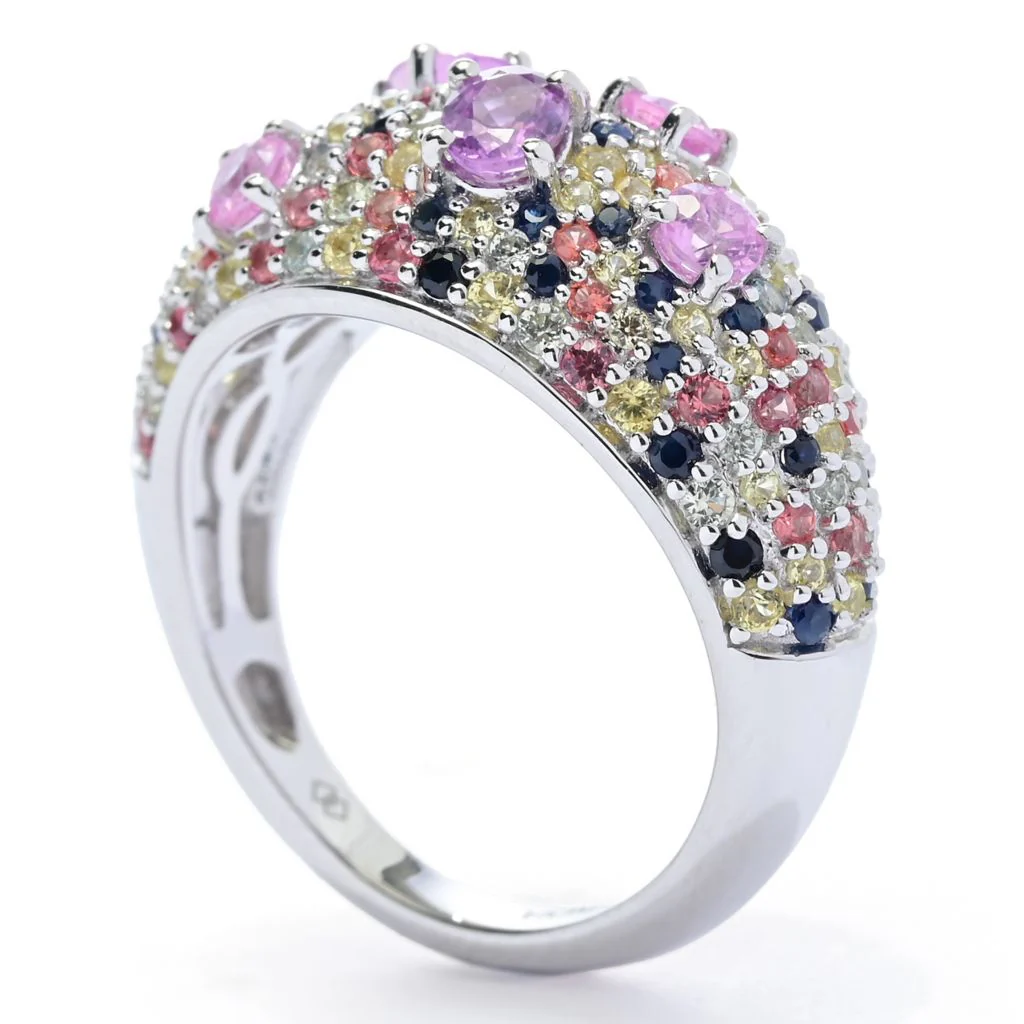 Gem Treasures 2.62ctw Oval & Round Multi Sapphire Mosaic Cluster Ring - Image 2