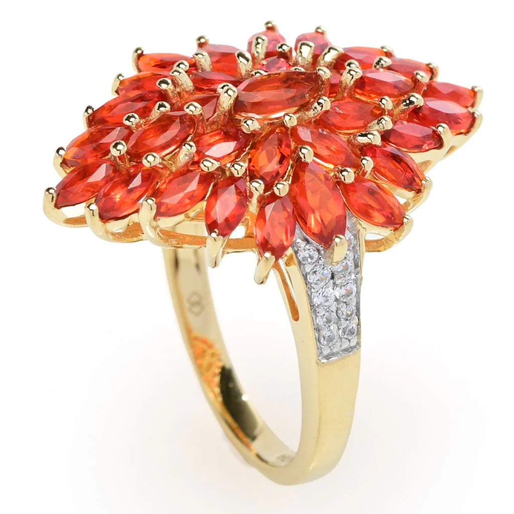 Gem Treasures 2.70ctw Crimson Fire Opal & Zircon Waterfall Ring - Image 2