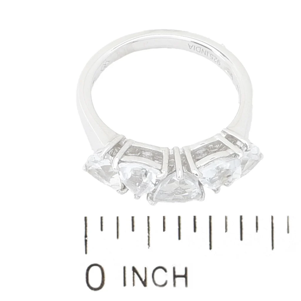 Gem Treasures 2.75ctw Trillion Cut White Topaz 5-Stone Ring - Image 2