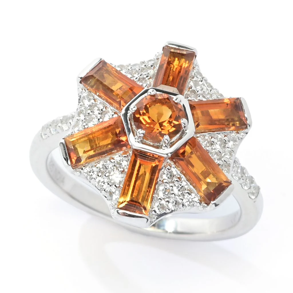 Gem Treasures Choice of Gemstone & White Zircon Pinwheel Ring - Image 2