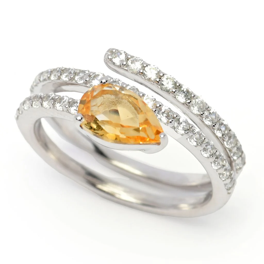 Gem Treasures Choice of Gemstone & White Zircon Wrap Ring - Image 10