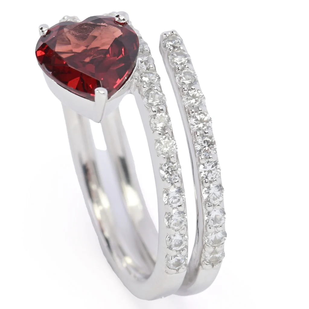 Gem Treasures Choice of Gemstone & White Zircon Wrap Ring - Image 2