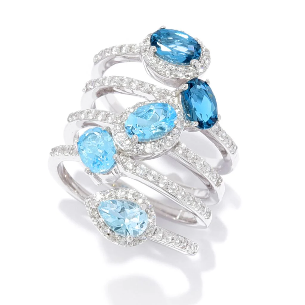 Gem Treasures Choice of Ombre Gem & White Zircon Linear Wrap Ring - Image 2