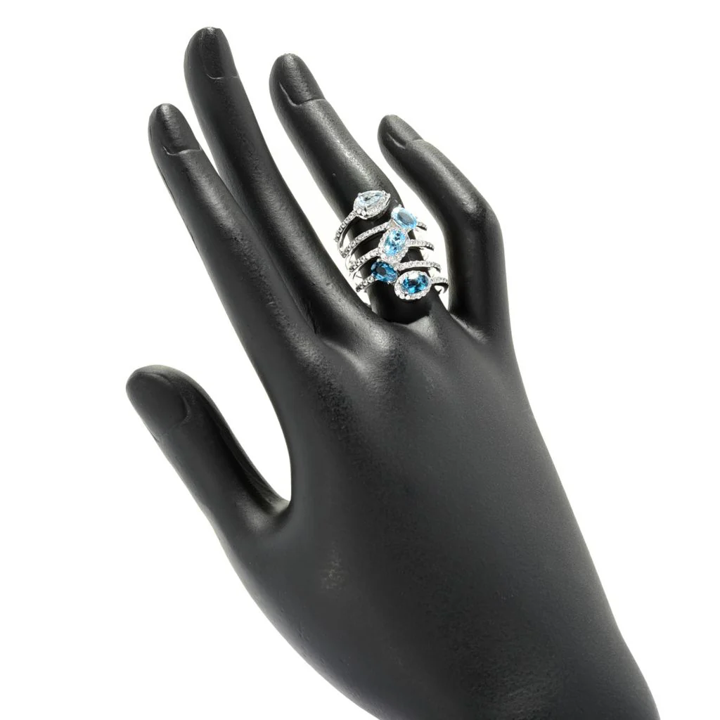Gem Treasures Choice of Ombre Gem & White Zircon Linear Wrap Ring - Image 3