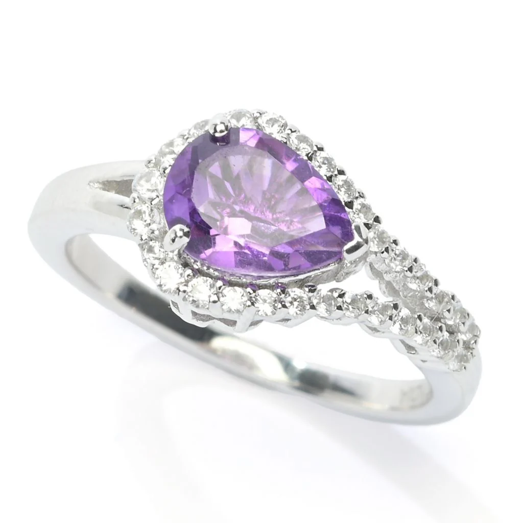 Gem Treasures Choice of Pear Shape Gem & Zircon East-West Ring - Image 3