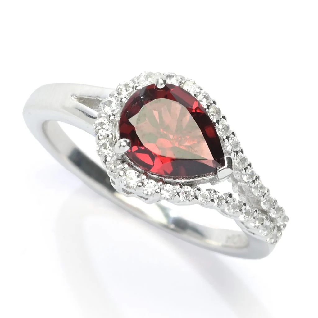 Gem Treasures Choice of Pear Shape Gem & Zircon East-West Ring - Image 7
