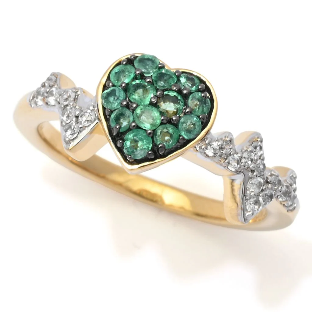 Gem Treasures Choice of Precious Gemstone & Zircon Heartbeat Ring - Image 2