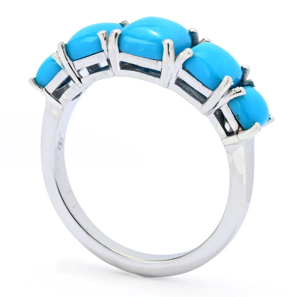 Gem Treasures Sleeping Beauty Turquoise Graduated 5-Stone Ring - Image 2