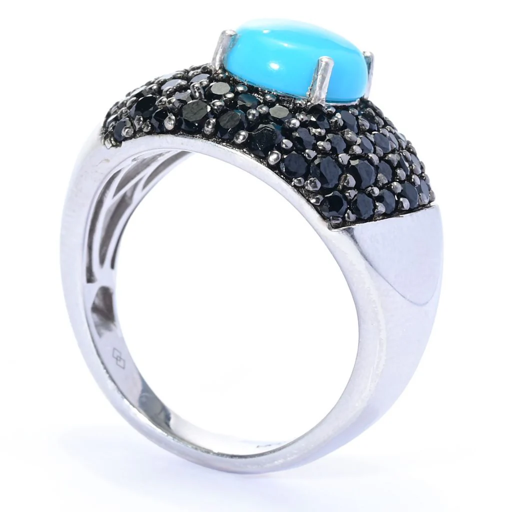 Gem Treasures Sleeping Beauty Turquoise & Pave Gemstone Dome Ring - Image 3