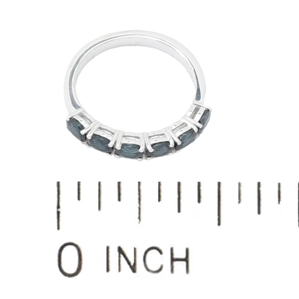 Gem Treasures Sterling Silver 1.02ctw Indicolite 6-Stone Band Ring - Image 2
