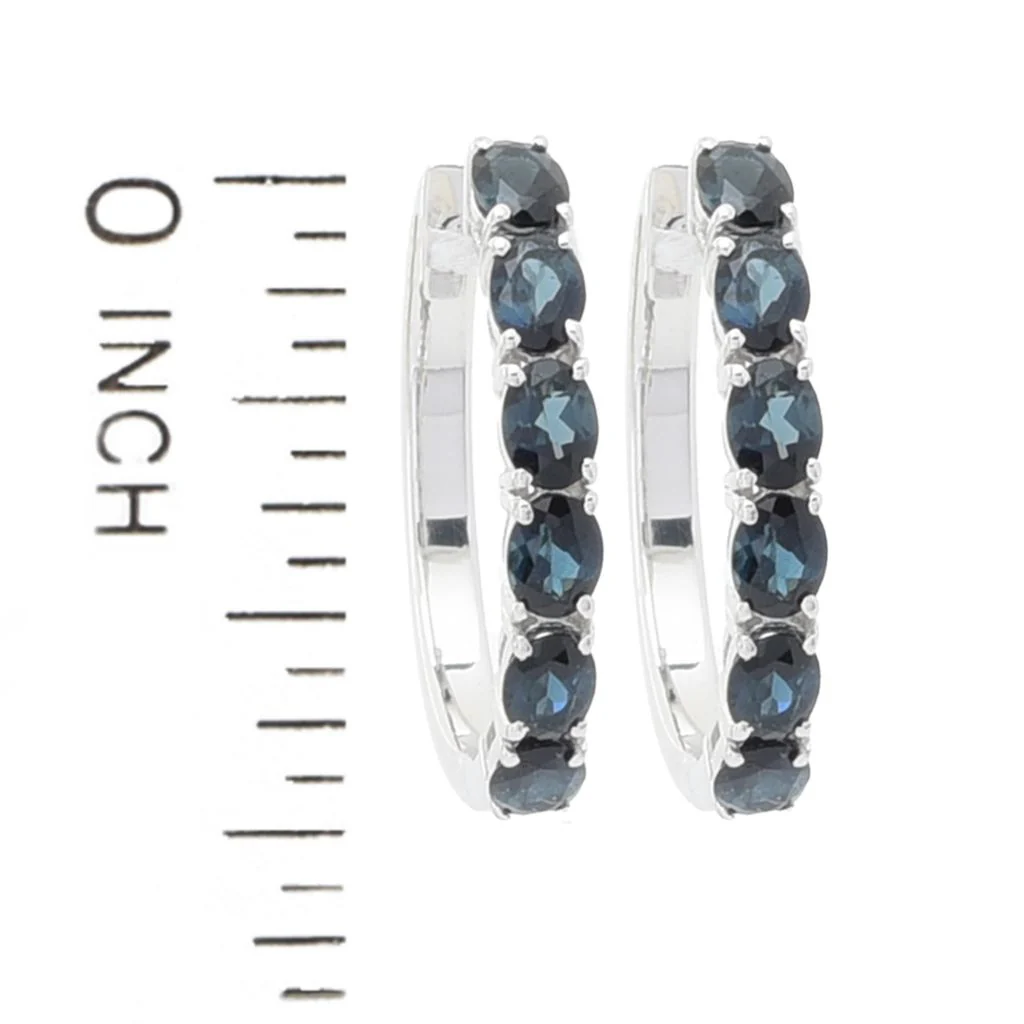 Gem Treasures Sterling Silver 2.04ctw Indicolite 6-Stone Hoop Earrings - Image 2