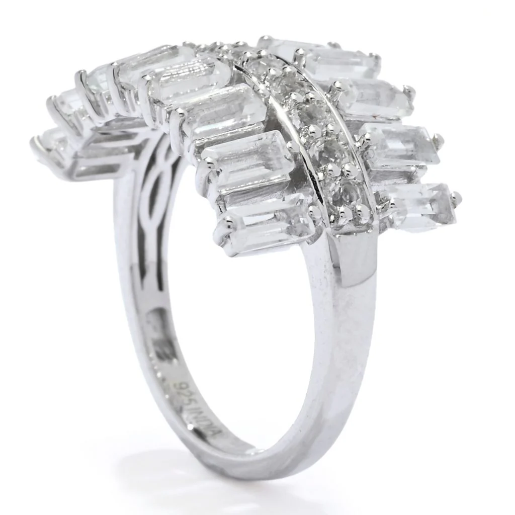 Gem Treasures Sterling Silver 2.48ctw White Topaz Wide Band Ring - Image 2