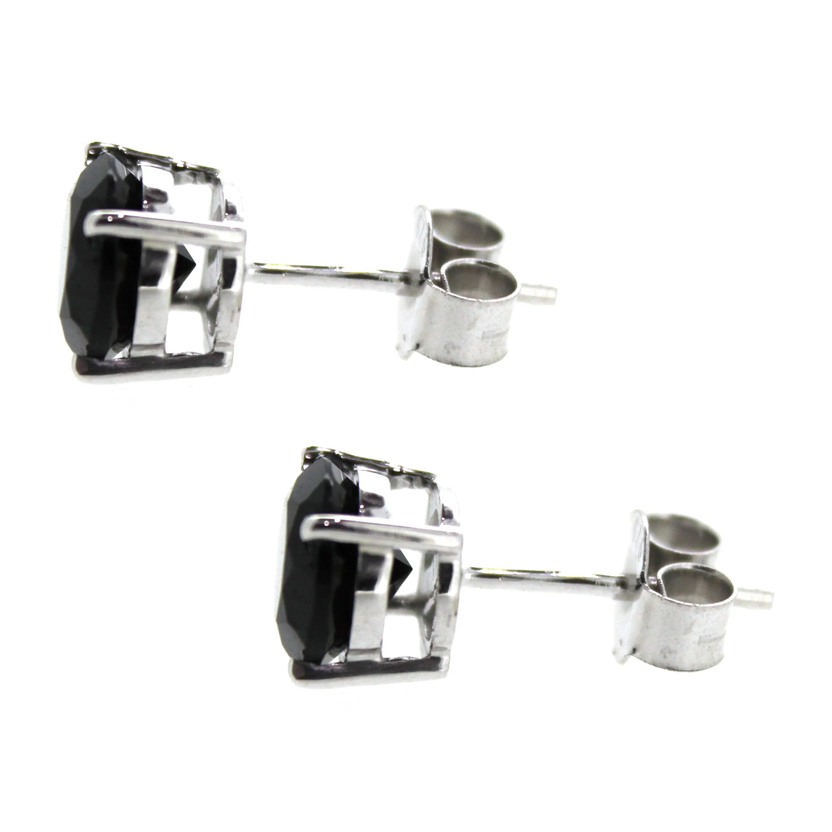 Gem Treasures Sterling Silver 7mm Black Spinel Prong-Set Stud Earrings - Image 2