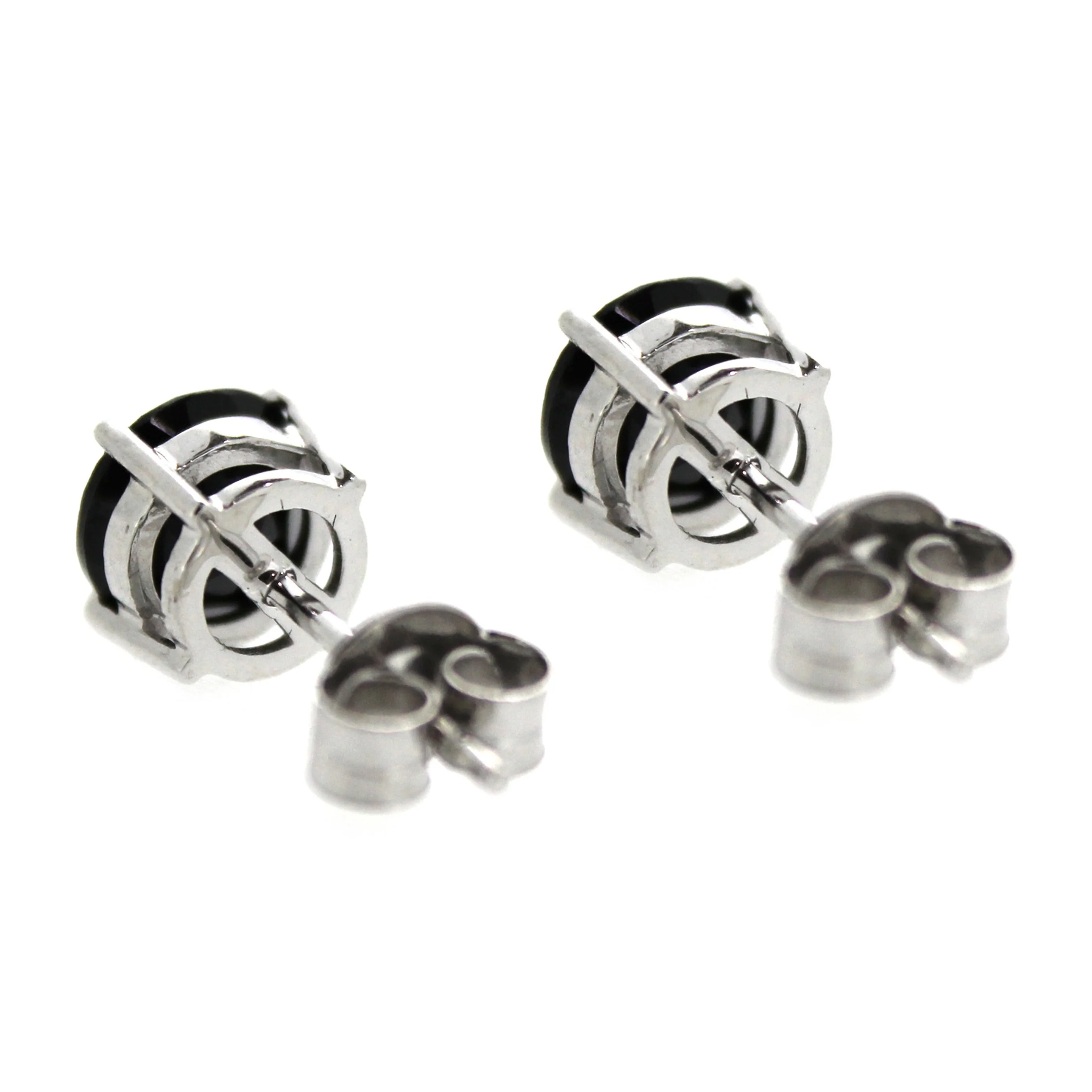 Gem Treasures Sterling Silver 7mm Black Spinel Prong-Set Stud Earrings - Image 3