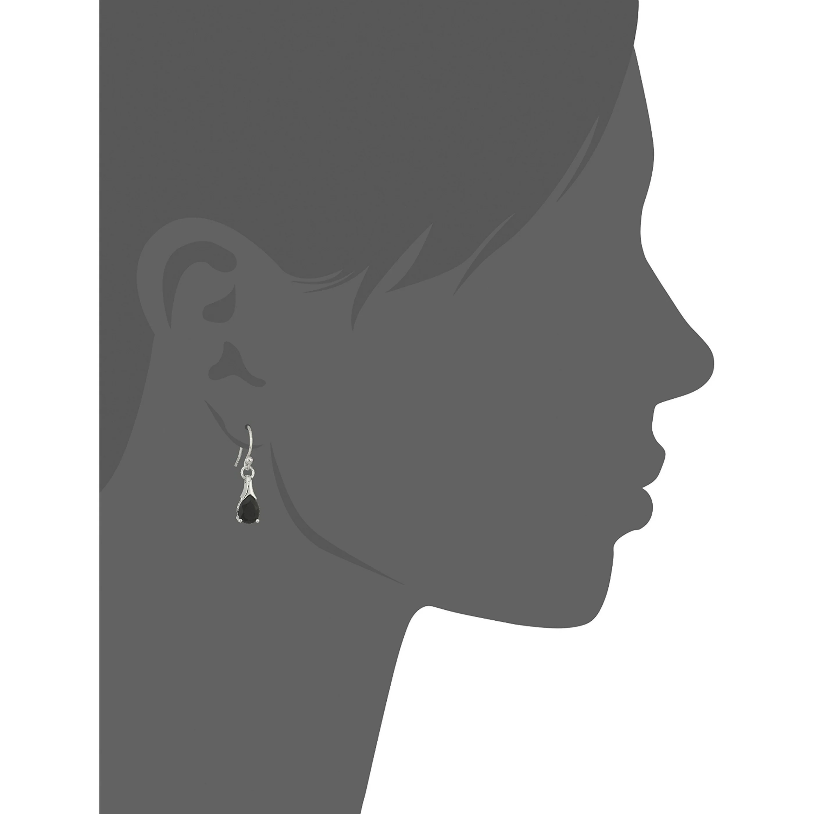 Gem Treasures Sterling Silver 8x6mm Pear-Shaped Black Spinel Drop Earrings - Image 2