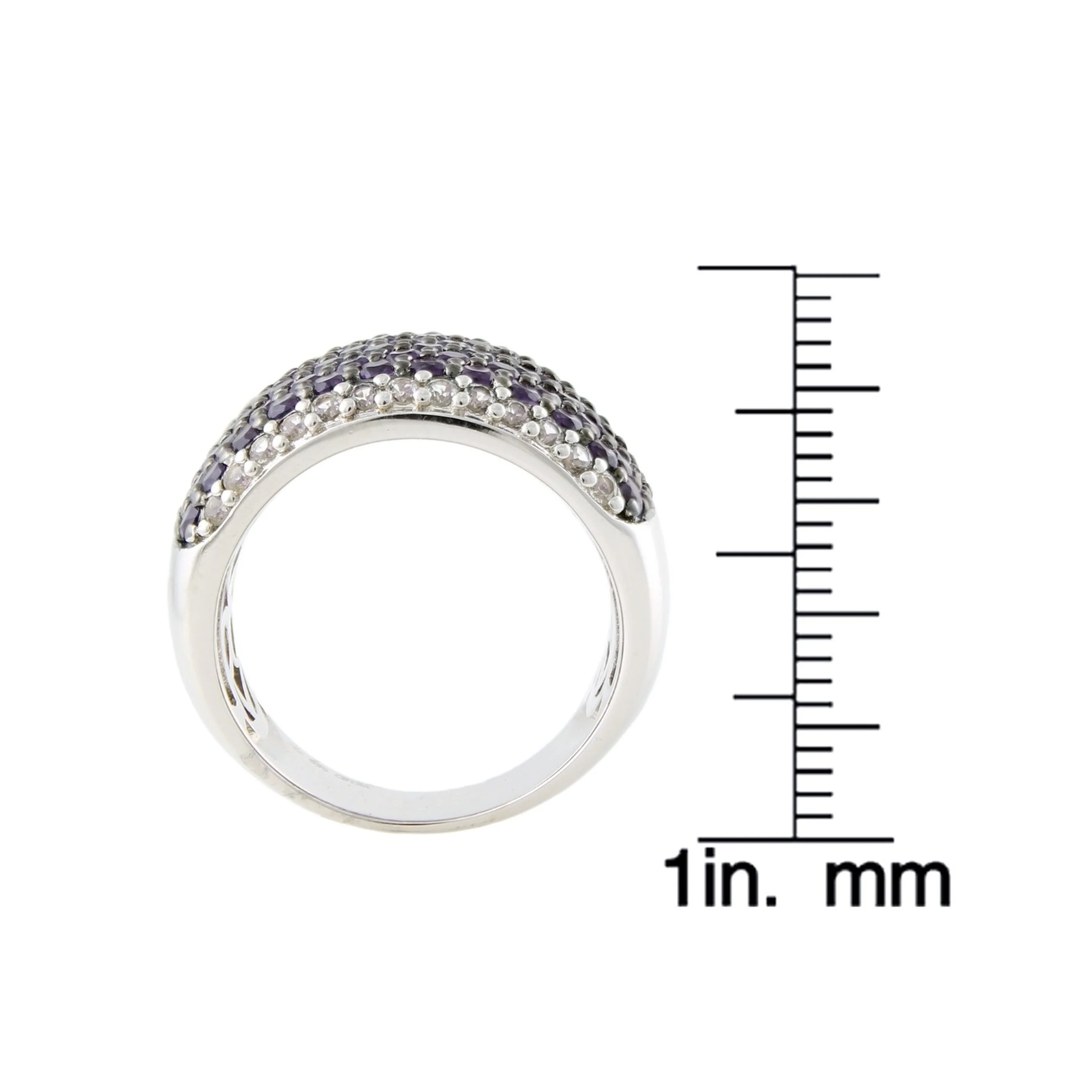 Gem Treasures Sterling Silver Black Spinel Pave Wide Band White Topaz Frame Ring - Image 4