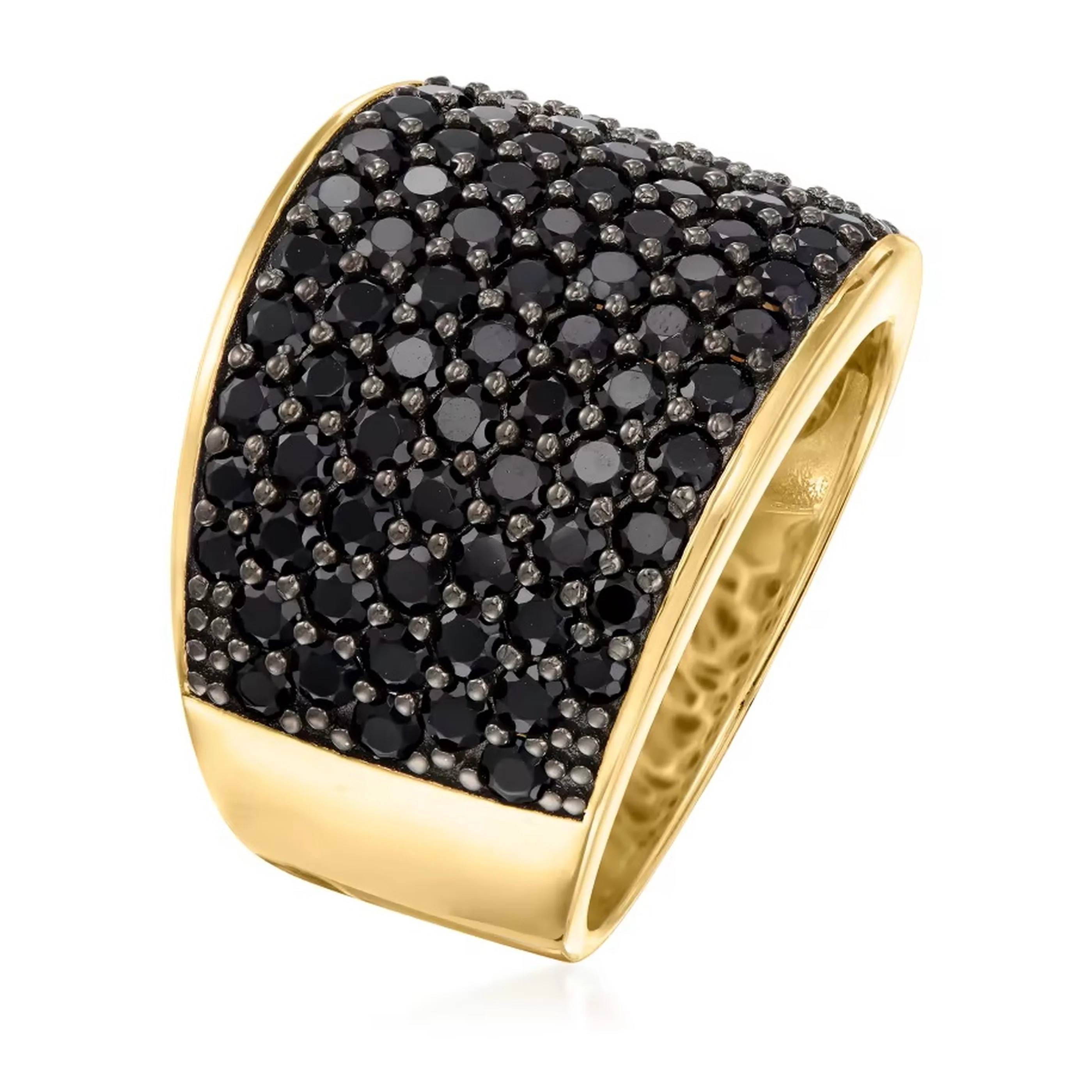 Gem Treasures Sterling Silver Black Spinel Pave Wide Band Ring - Image 4