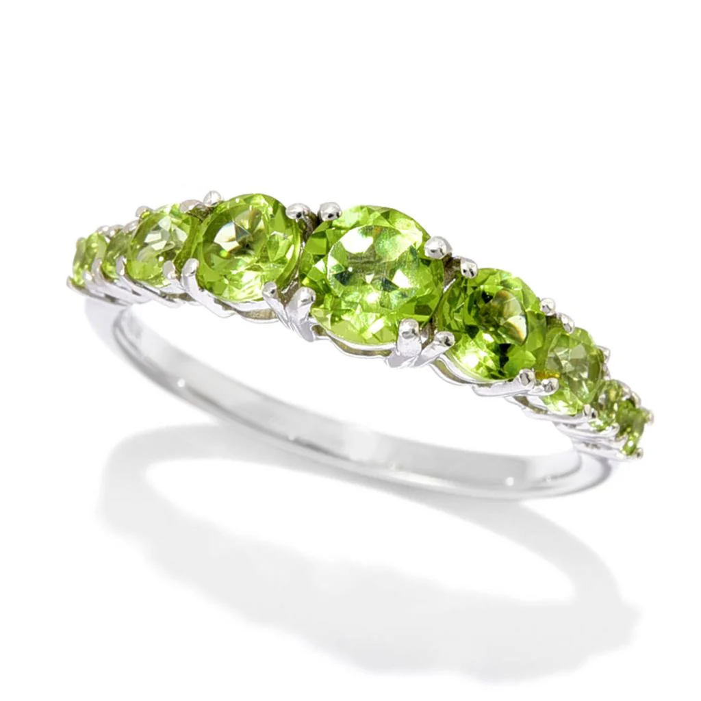 Gem Treasures Sterling Silver Choice of Gemstone Graduated Band Ring - Image 11