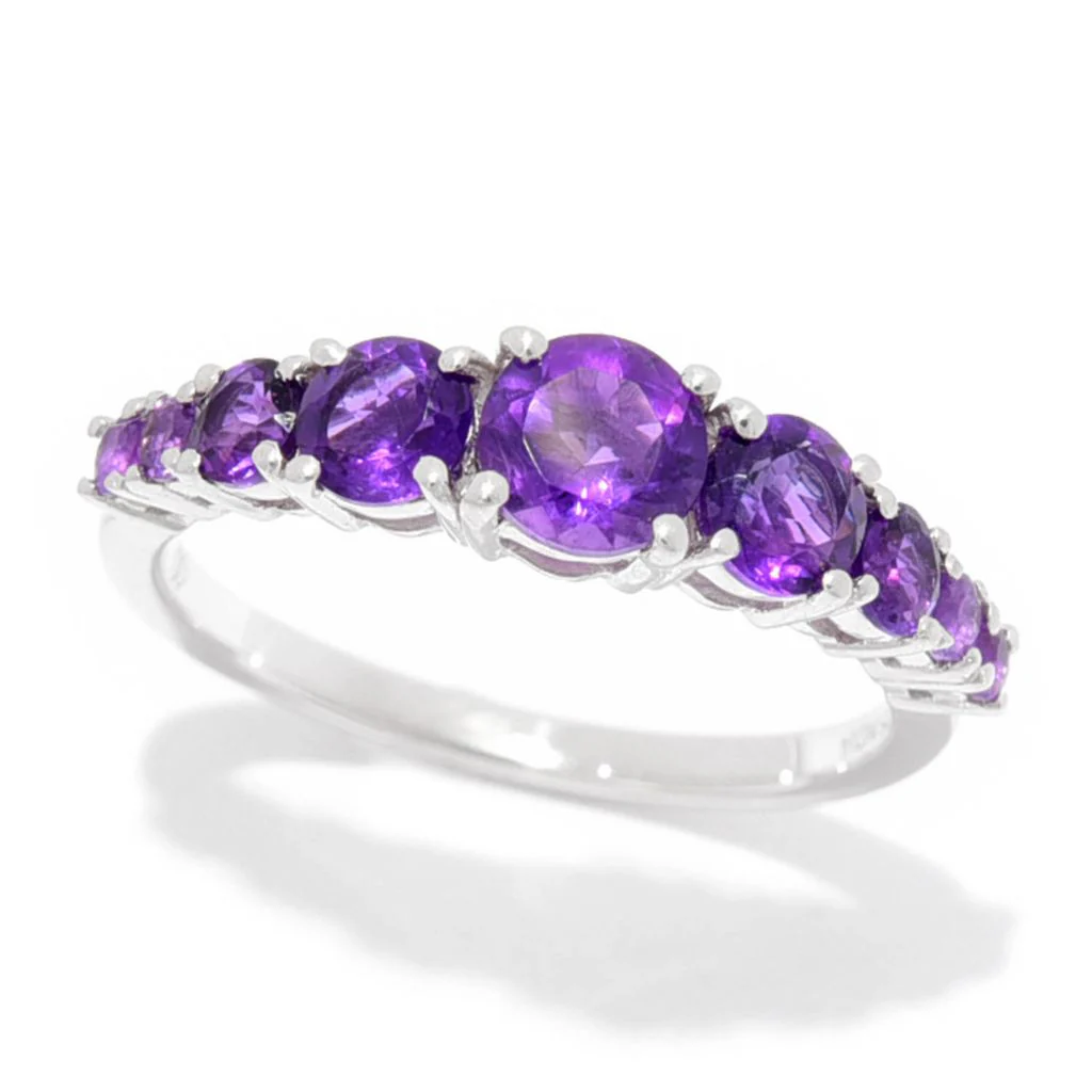 Gem Treasures Sterling Silver Choice of Gemstone Graduated Band Ring - Image 3