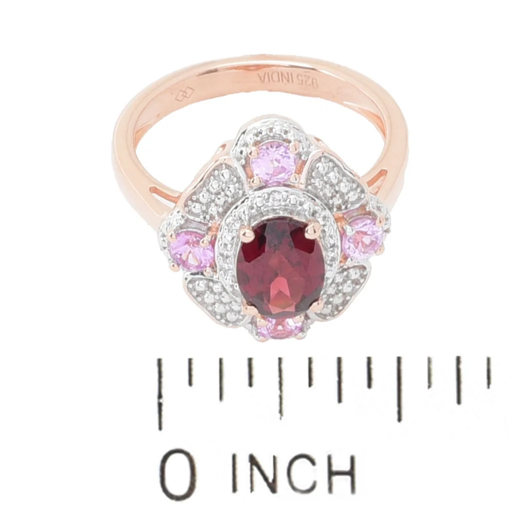 Gem Treasures "Sweetheart" 1.11ctw Garnet, Pink Sapphire & Zircon Ring - Image 2