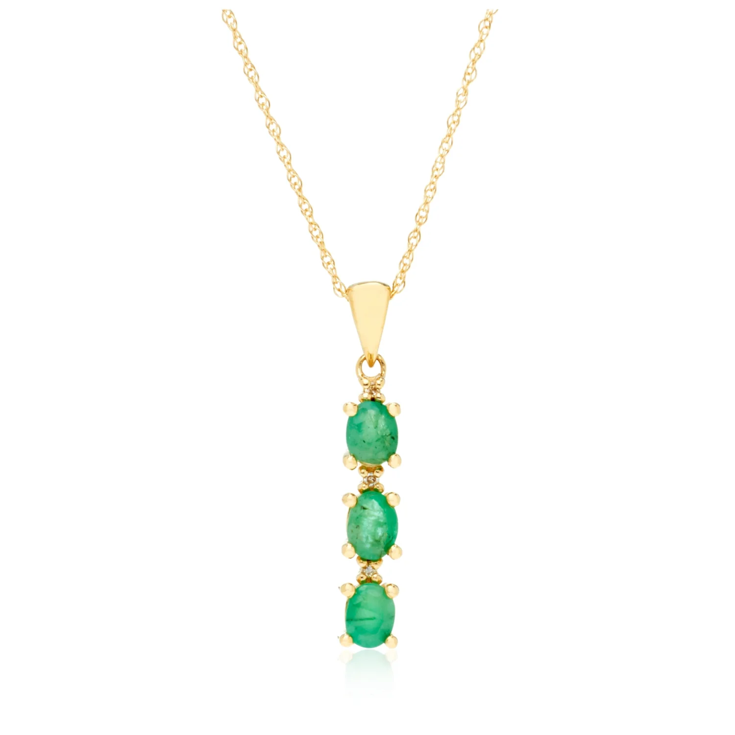 Gilded Lane 10K Gold 3-Stone Gem & Diamond Drop Pendant with Chain - Image 3