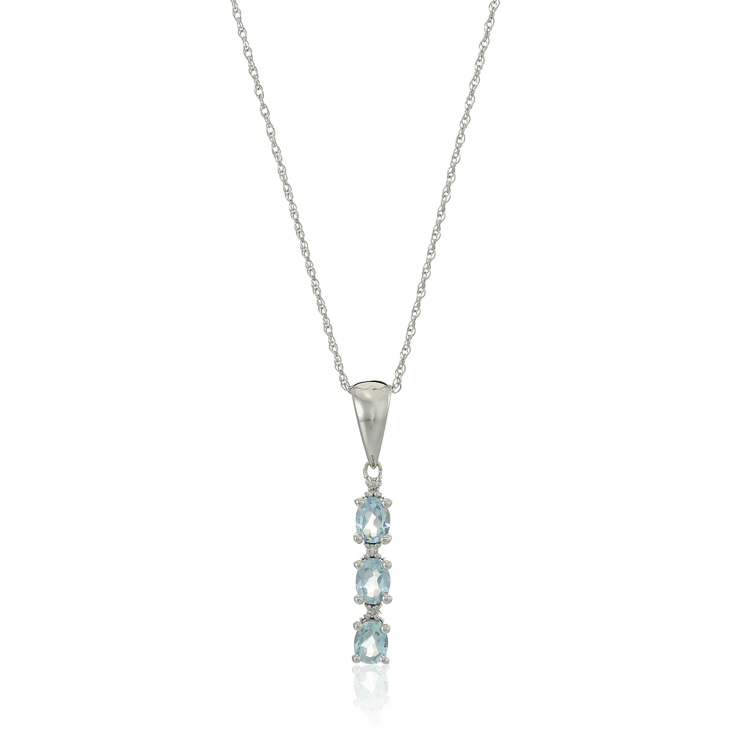 Gilded Lane 10K Gold 3-Stone Gem & Diamond Drop Pendant with Chain - Image 4