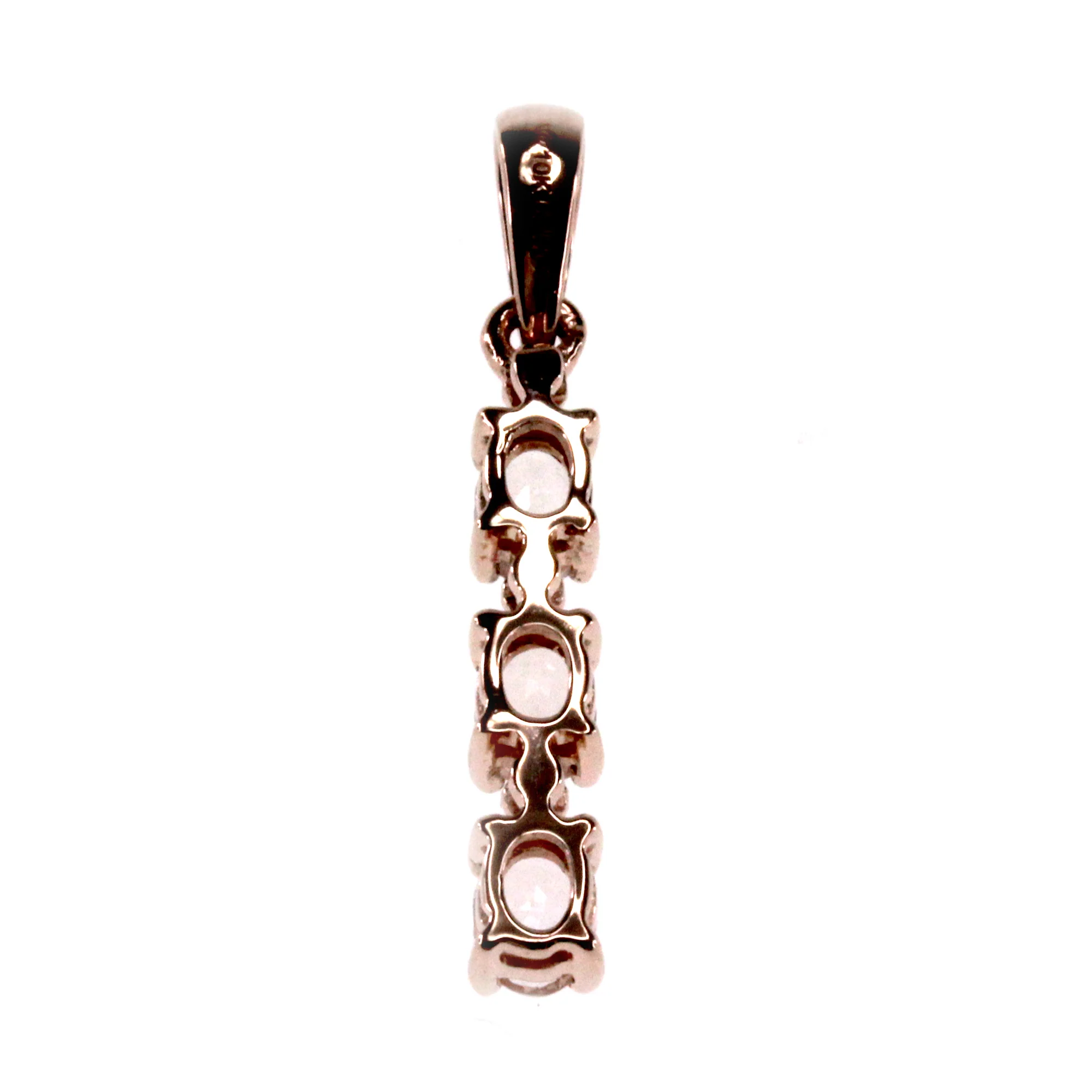 Gilded Lane 10K Gold 3-Stone Gem & Diamond Drop Pendant with Chain - Image 6