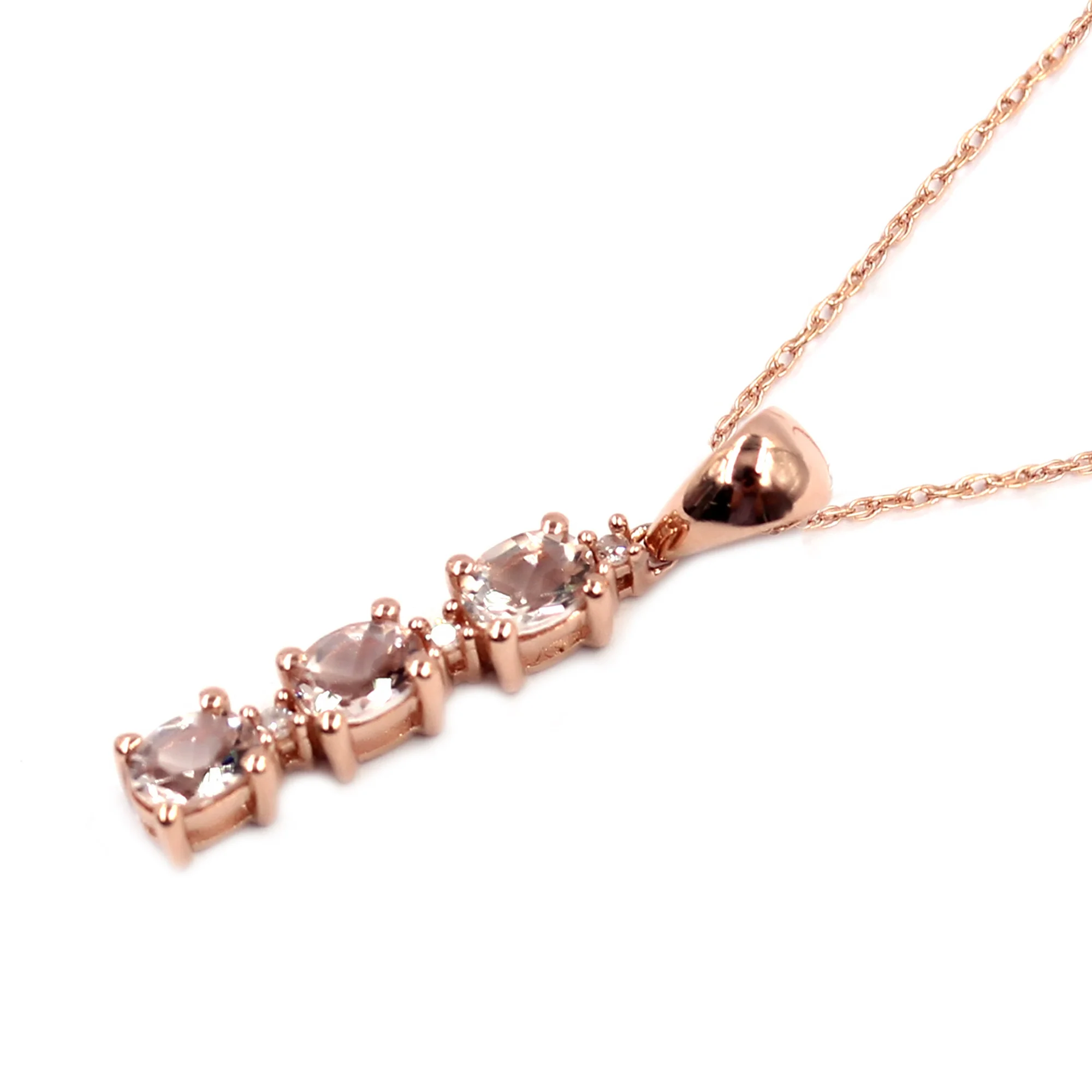 Gilded Lane 10K Gold 3-Stone Gem & Diamond Drop Pendant with Chain - Image 7