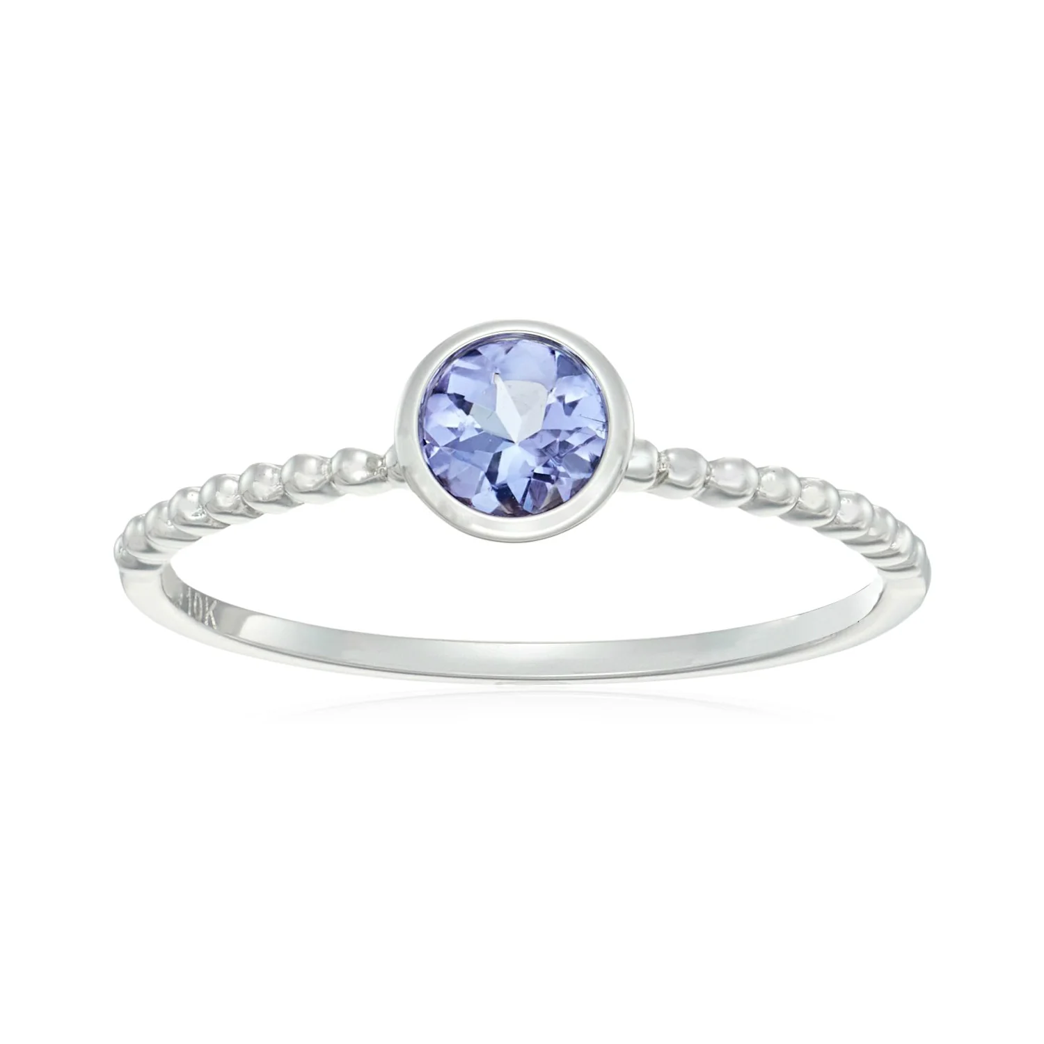 Gilded Lane 10K Gold 4.5mm Round Gemstone Solitaire Beaded Band Ring - Image 10