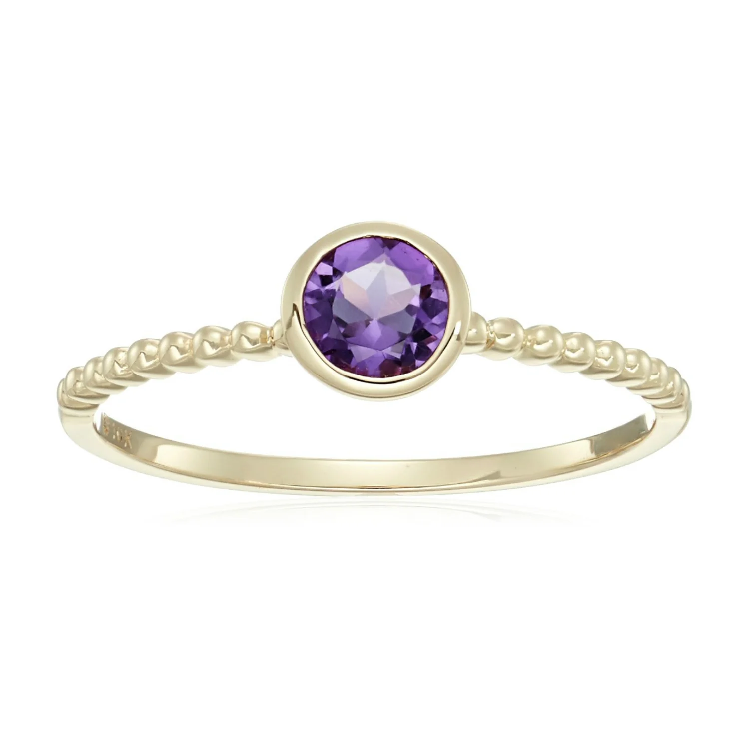 Gilded Lane 10K Gold 4.5mm Round Gemstone Solitaire Beaded Band Ring - Image 11