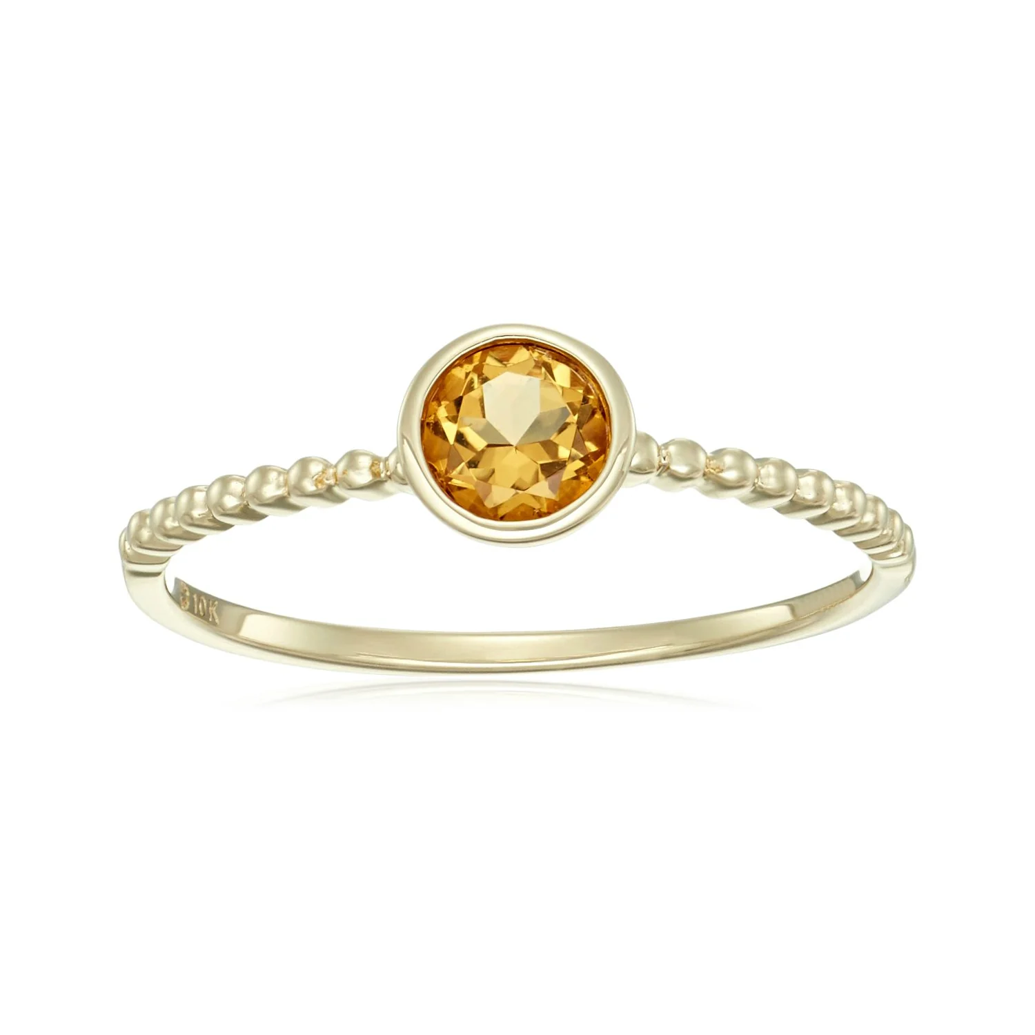 Gilded Lane 10K Gold 4.5mm Round Gemstone Solitaire Beaded Band Ring - Image 12