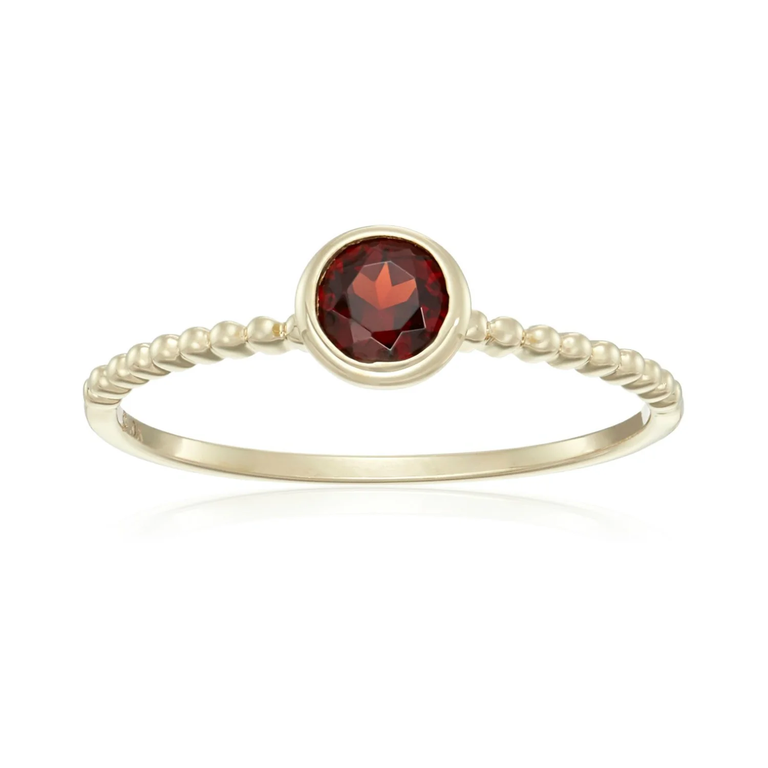 Gilded Lane 10K Gold 4.5mm Round Gemstone Solitaire Beaded Band Ring - Image 13