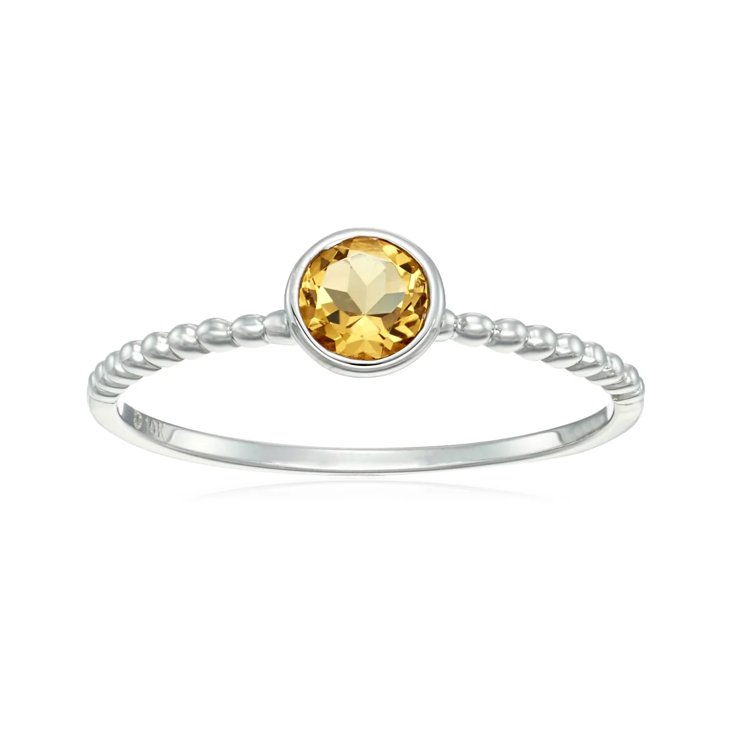 Gilded Lane 10K Gold 4.5mm Round Gemstone Solitaire Beaded Band Ring - Image 5