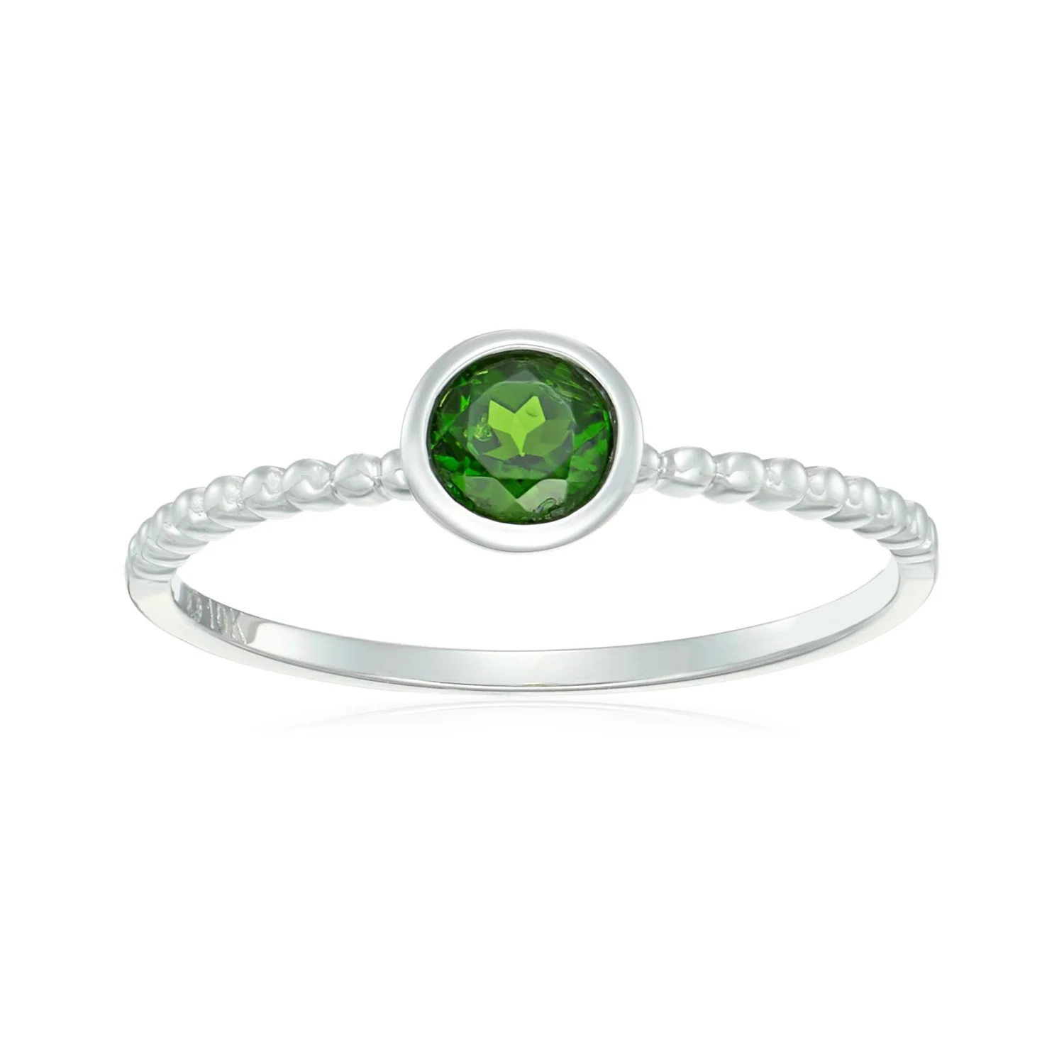 Gilded Lane 10K Gold 4.5mm Round Gemstone Solitaire Beaded Band Ring - Image 6