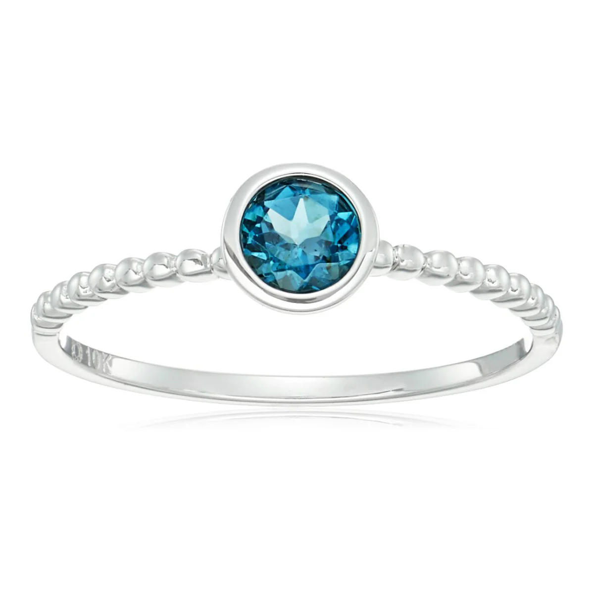 Gilded Lane 10K Gold 4.5mm Round Gemstone Solitaire Beaded Band Ring - Image 7