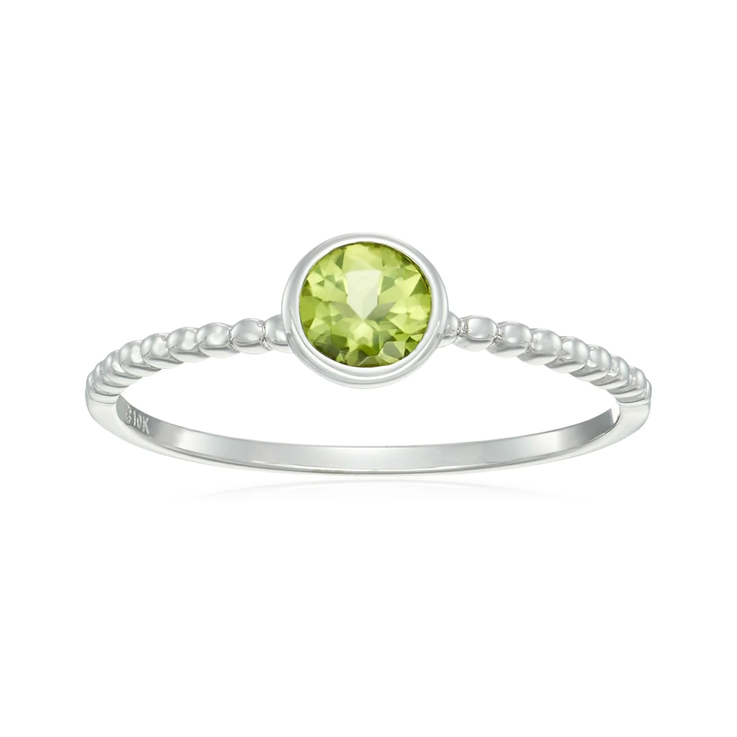 Gilded Lane 10K Gold 4.5mm Round Gemstone Solitaire Beaded Band Ring - Image 8
