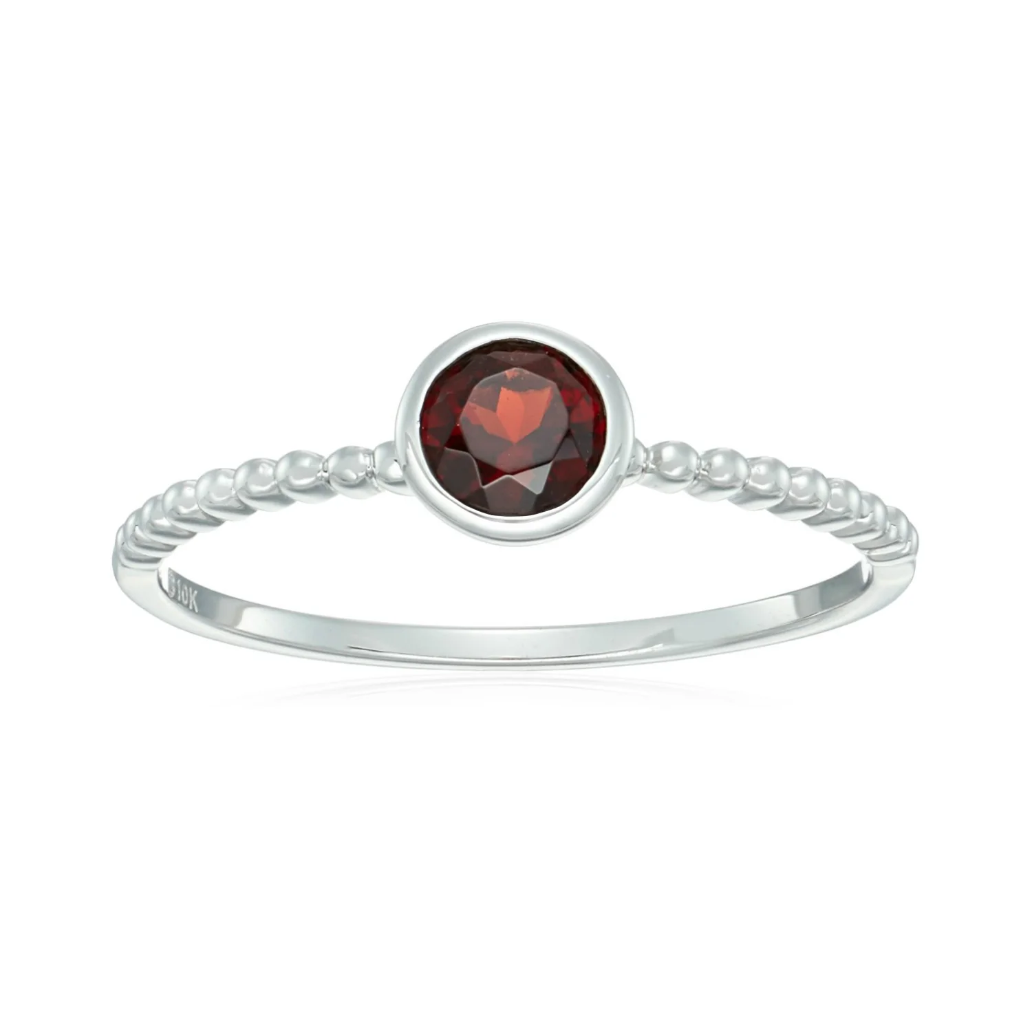 Gilded Lane 10K Gold 4.5mm Round Gemstone Solitaire Beaded Band Ring - Image 9