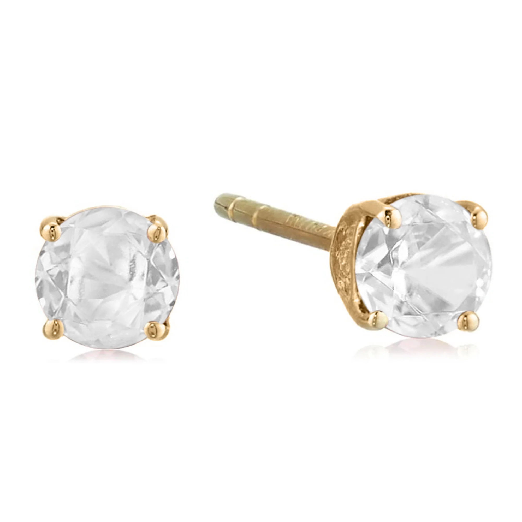Gilded Lane 10K Gold 4mm Round Gemstone Stud Earrings - Image 2